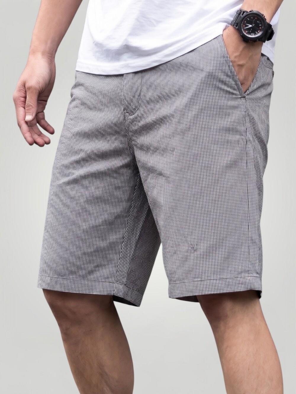 Ted Baker London Mens Shorts 36R Grey Micro Check Flat Front Bermuda Chino